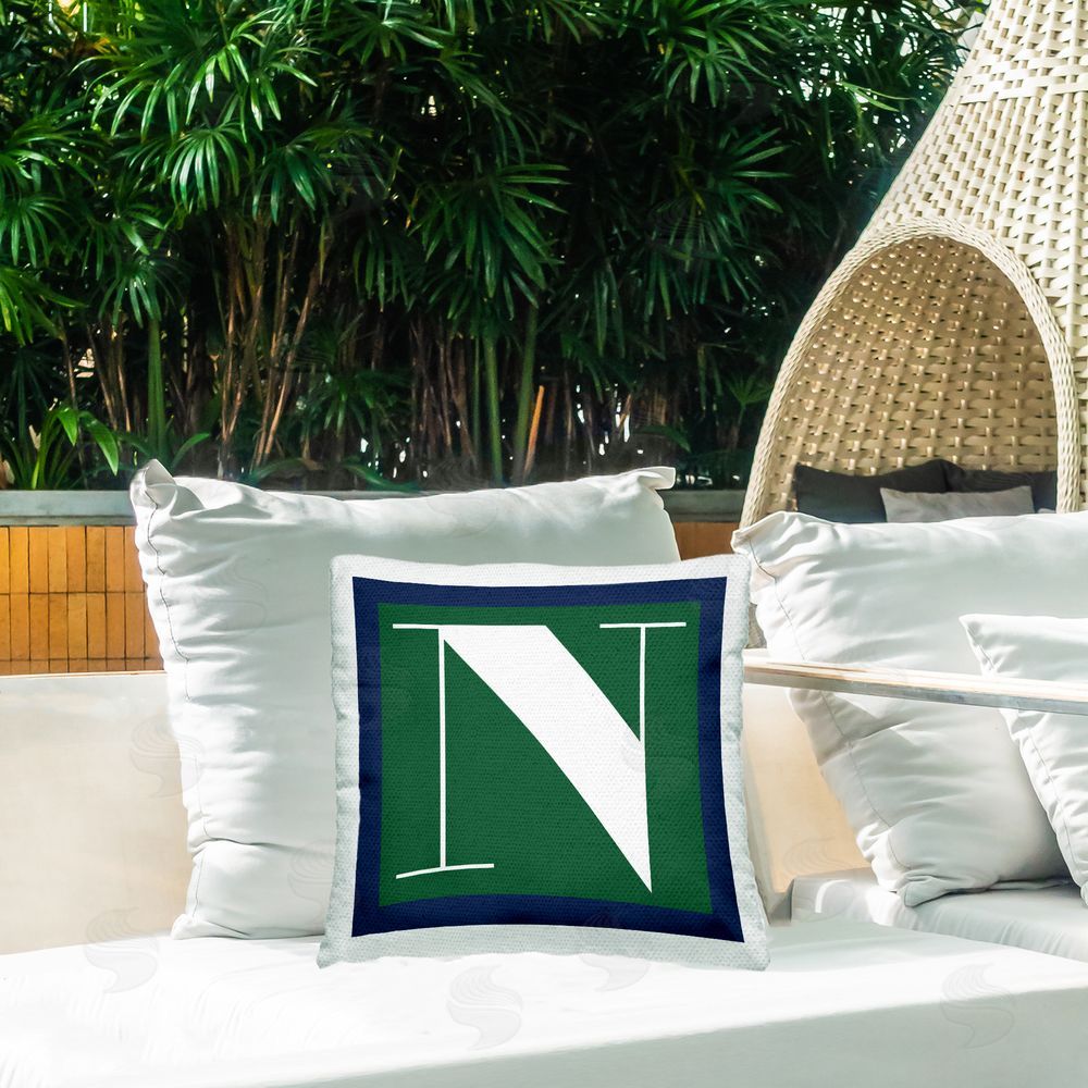 Stupell Studio Green N Name Initial Outdoor Quick-Dry Polyester Printed Throw Pillow in Back Yard
