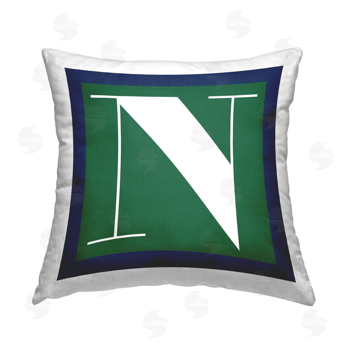 Stupell Studio Green N Name Initial Printed Plush Polyester Throw Pillow