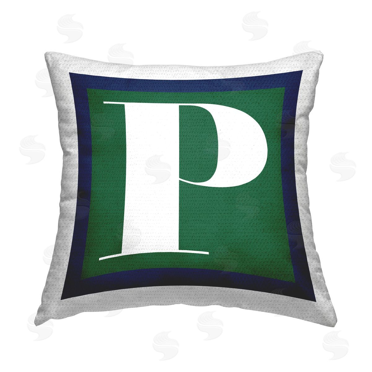 Stupell Studio Green P Letter Initial Outdoor Quick-Dry Polyester Printed Throw Pillow