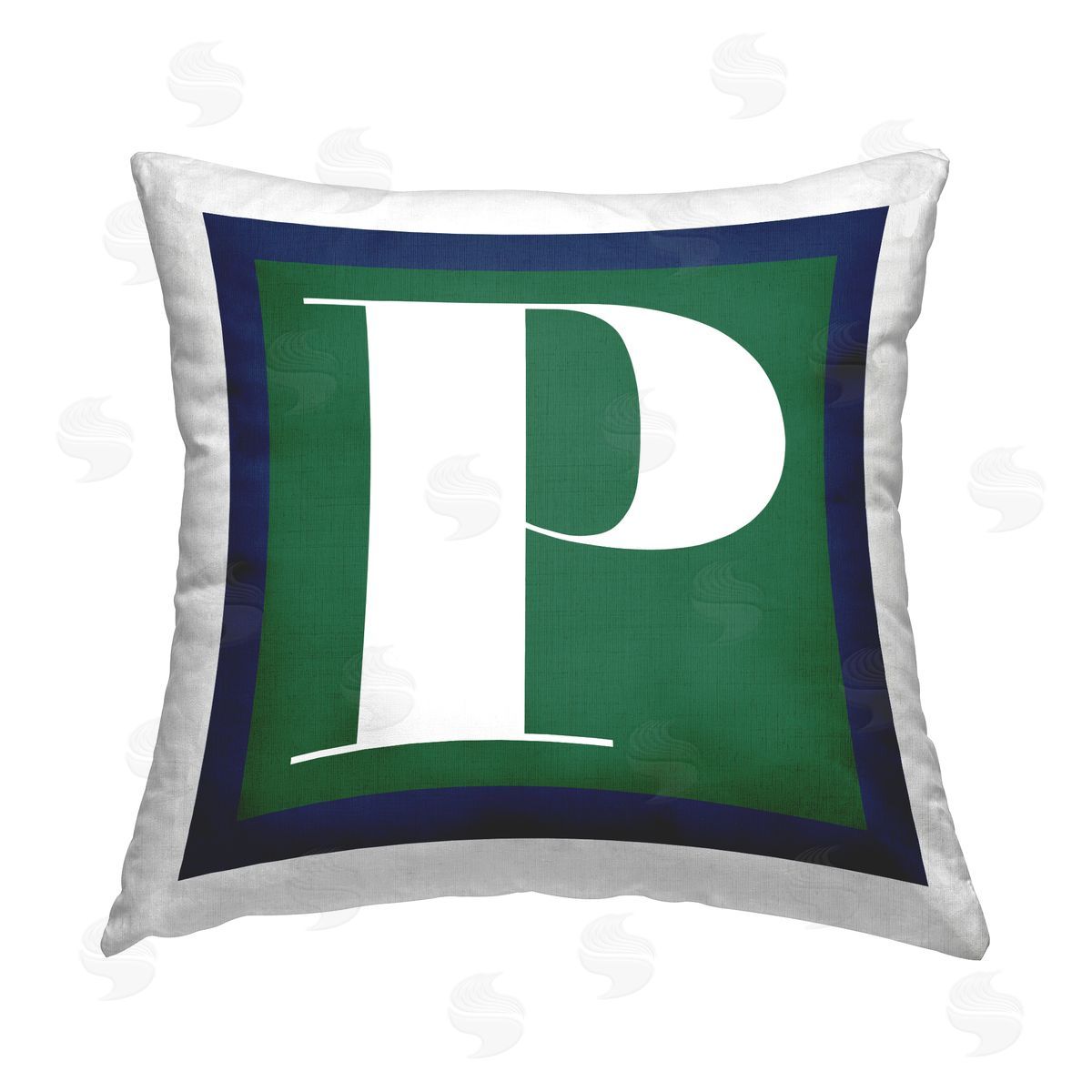 Stupell Studio Green P Letter Initial Printed Plush Polyester Throw Pillow