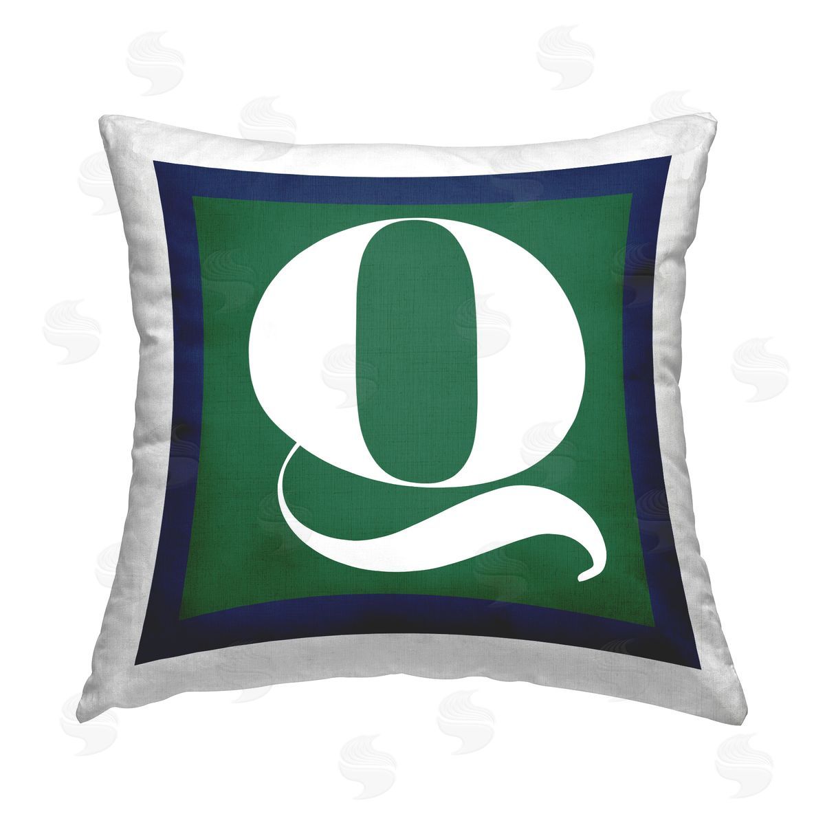Stupell Studio Green Q Name Initial Printed Plush Polyester Throw Pillow