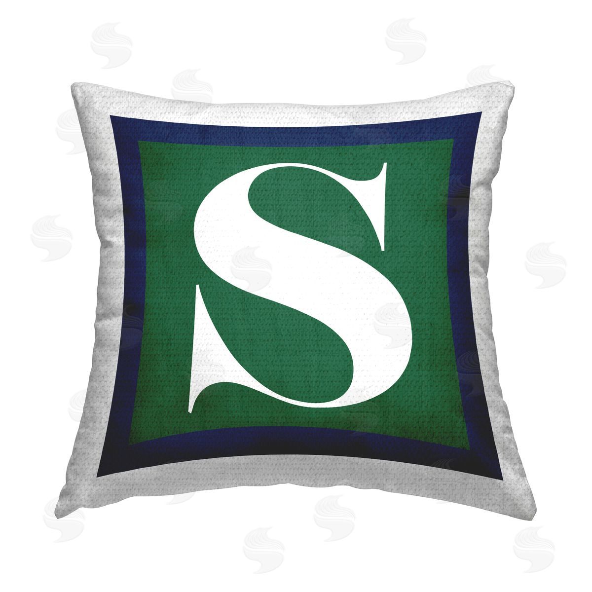 Stupell Studio Green S Name Initial Outdoor Quick-Dry Polyester Printed Throw Pillow