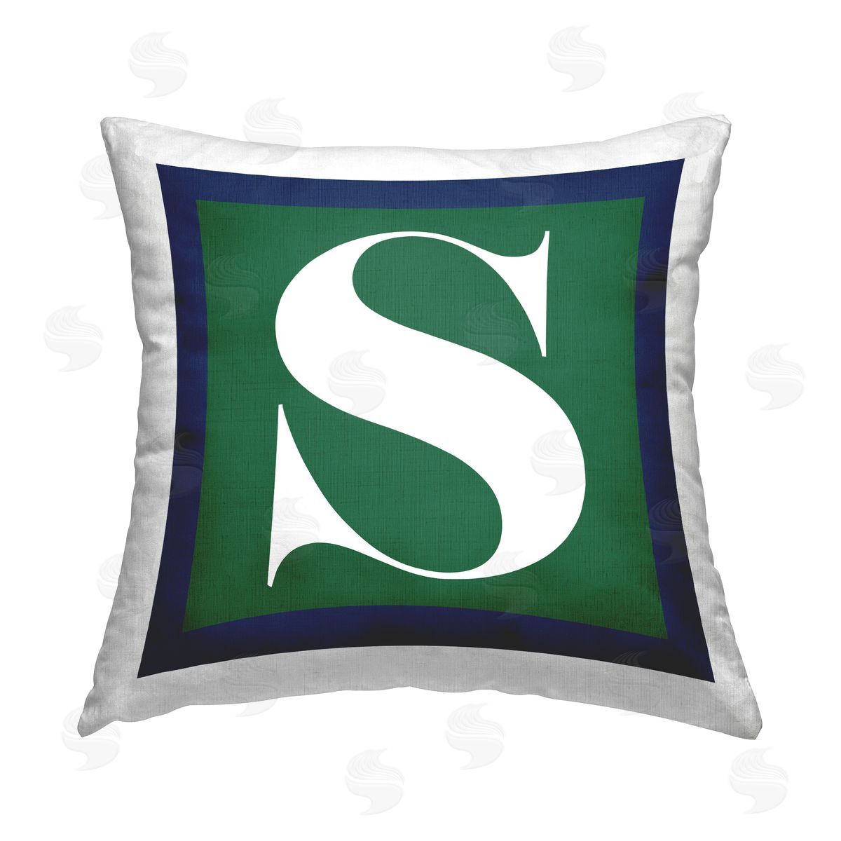 Stupell Studio Green S Name Initial Printed Plush Polyester Throw Pillow
