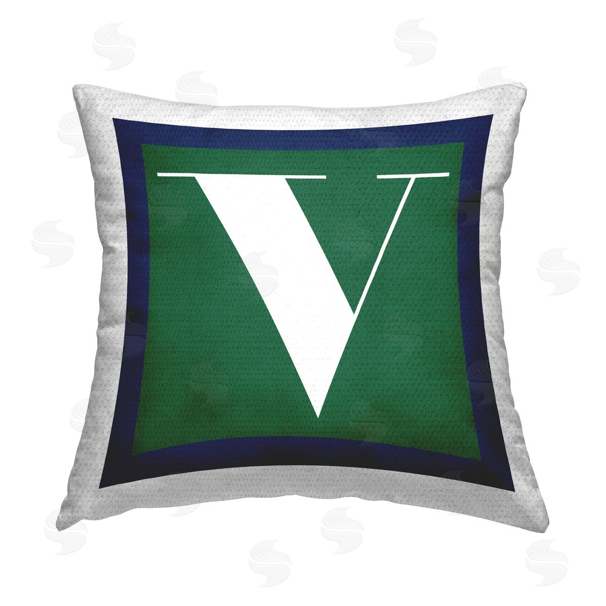 Stupell Studio Green V Name Letter Outdoor Quick-Dry Polyester Printed Throw Pillow