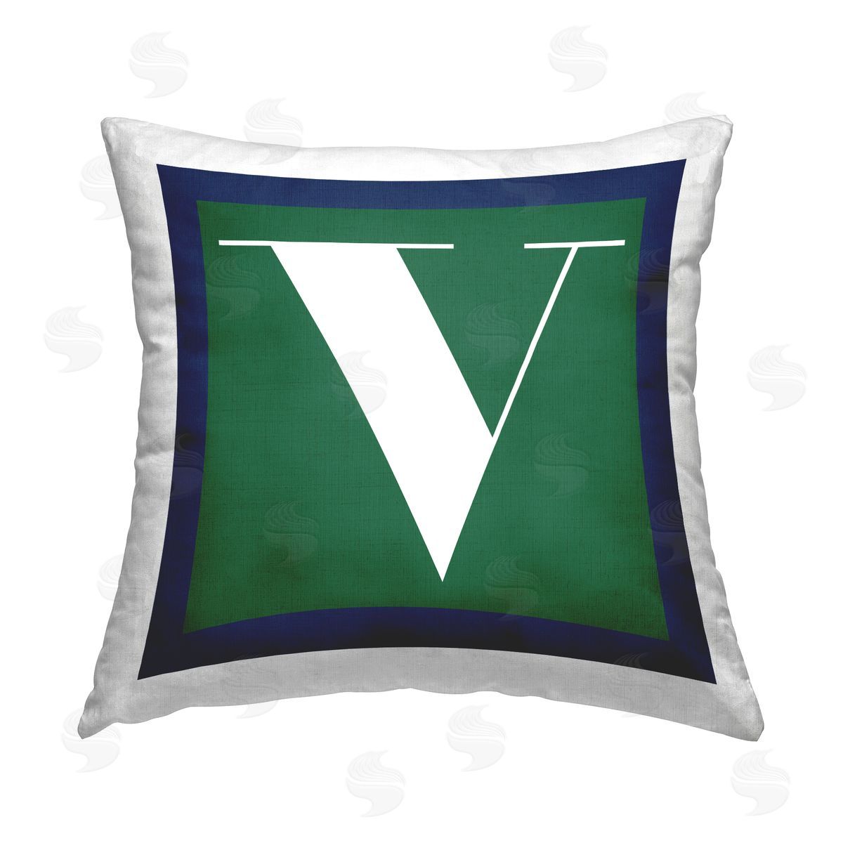 Stupell Studio Green V Name Letter Printed Plush Polyester Throw Pillow