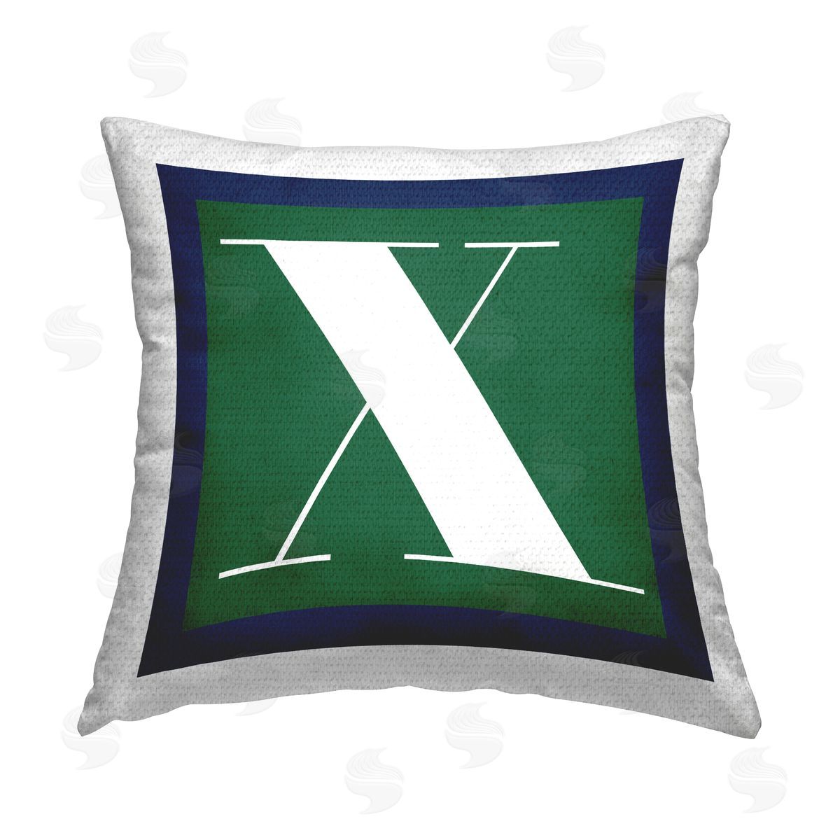 Stupell Studio Green X Alphabet Letter Outdoor Quick-Dry Polyester Printed Throw Pillow