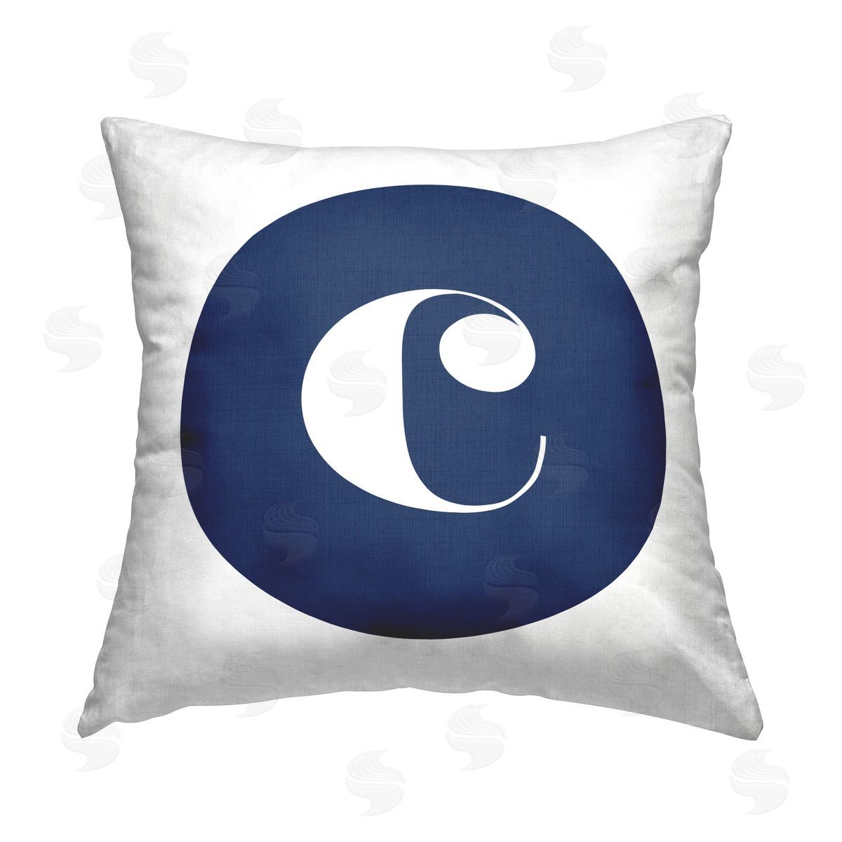 Stupell Studio Blue C Name Initial Printed Plush Polyester Throw Pillow