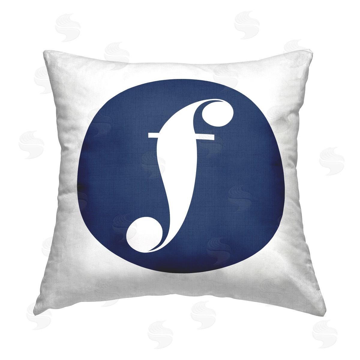 Stupell Studio Blue F Initial Letter Printed Plush Polyester Throw Pillow