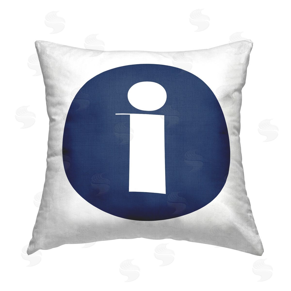 Stupell Studio Blue Lowercase I Initial Printed Plush Polyester Throw Pillow