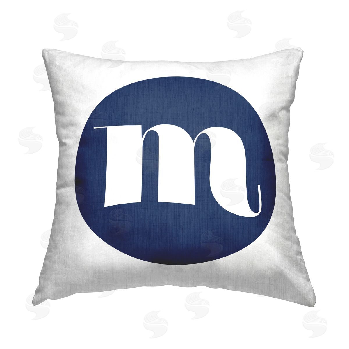Stupell Studio Blue M Name Initial Printed Plush Polyester Throw Pillow