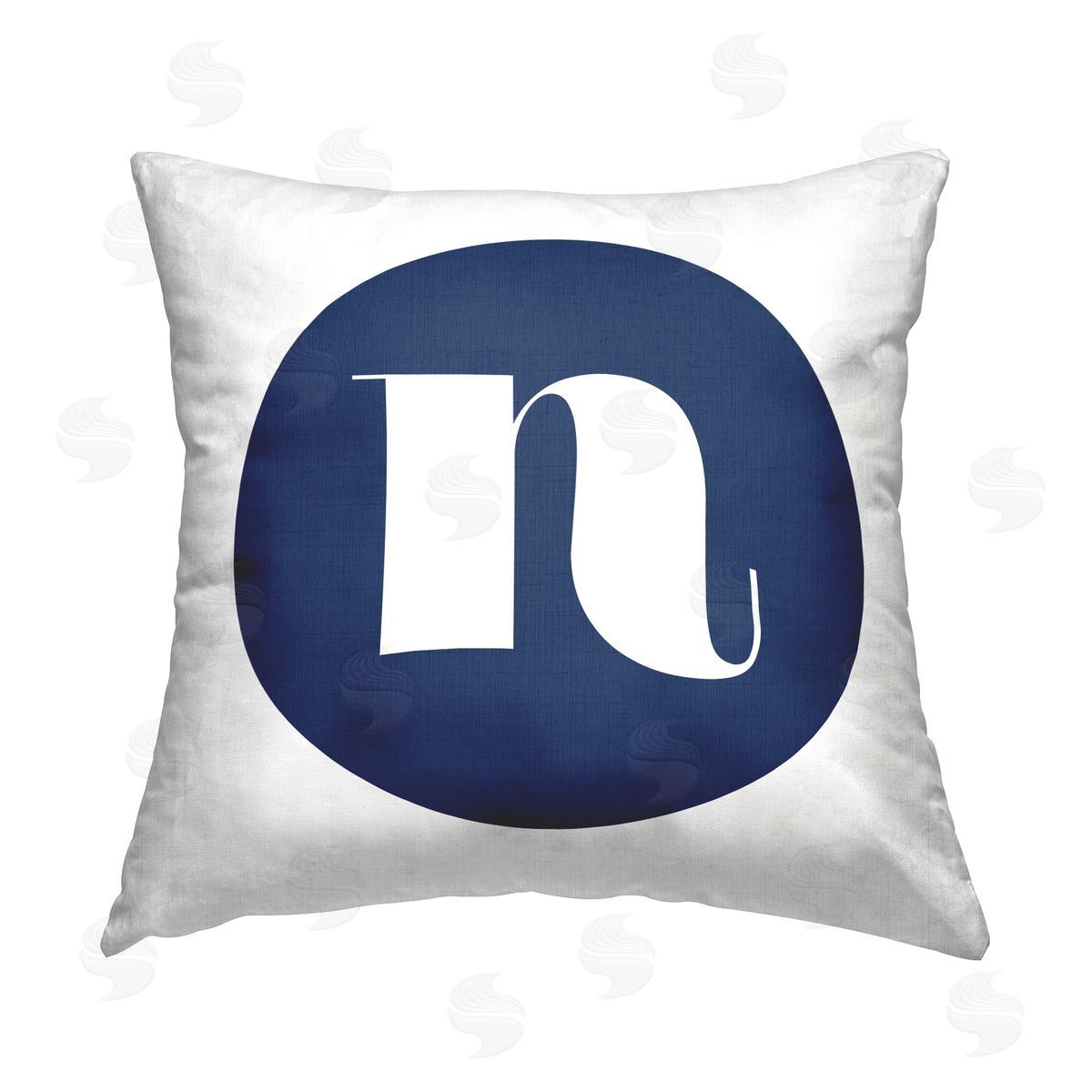 Stupell Studio Blue N Name Letter Printed Plush Polyester Throw Pillow