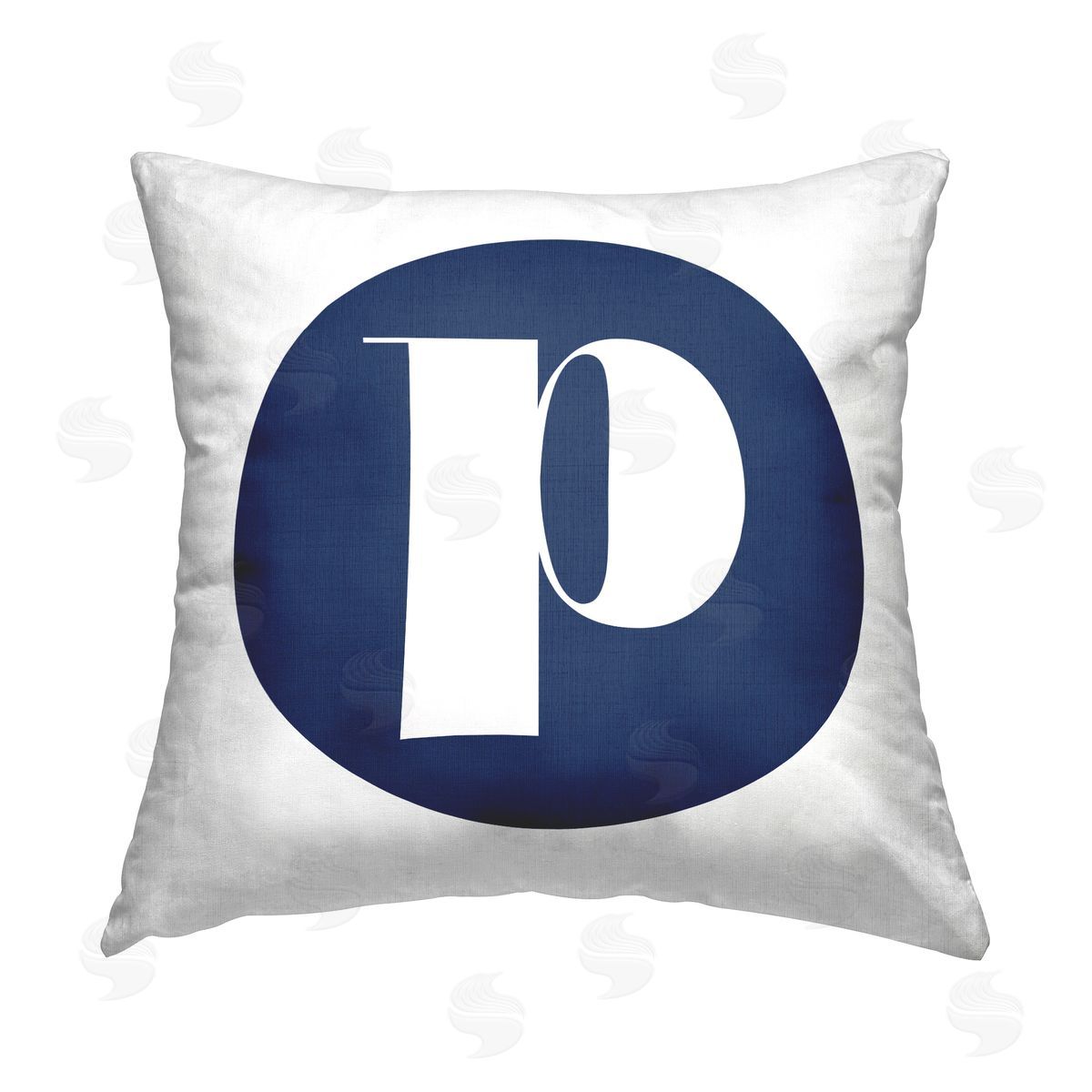 Stupell Studio Blue P Name Letter Printed Plush Polyester Throw Pillow