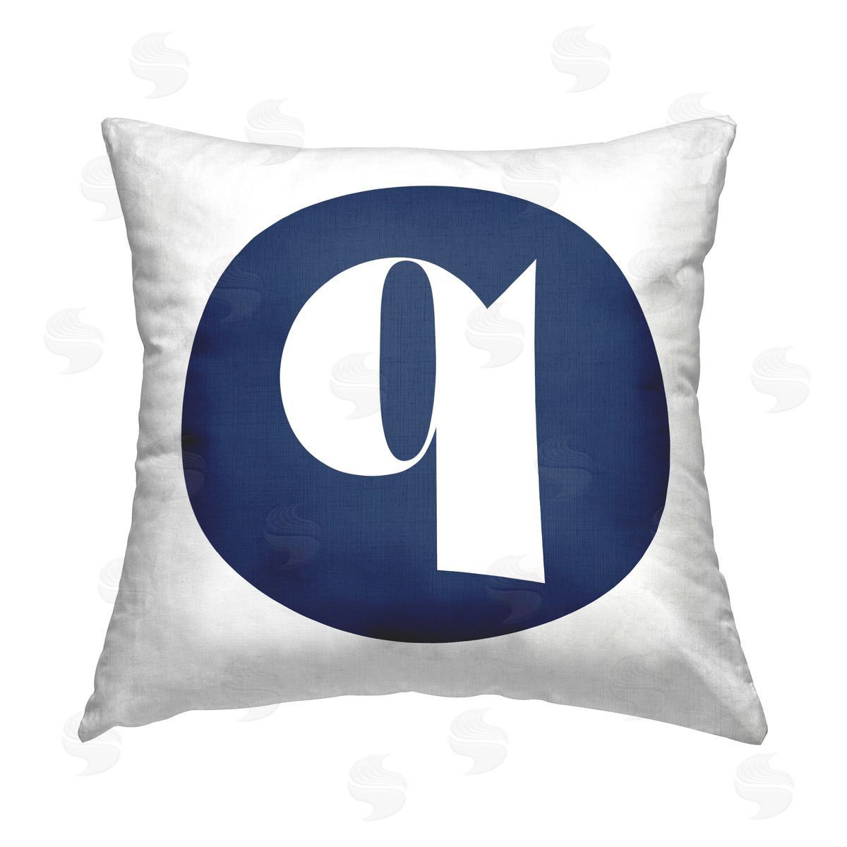 Stupell Studio Blue Q Lowercase Initial Printed Plush Polyester Throw Pillow