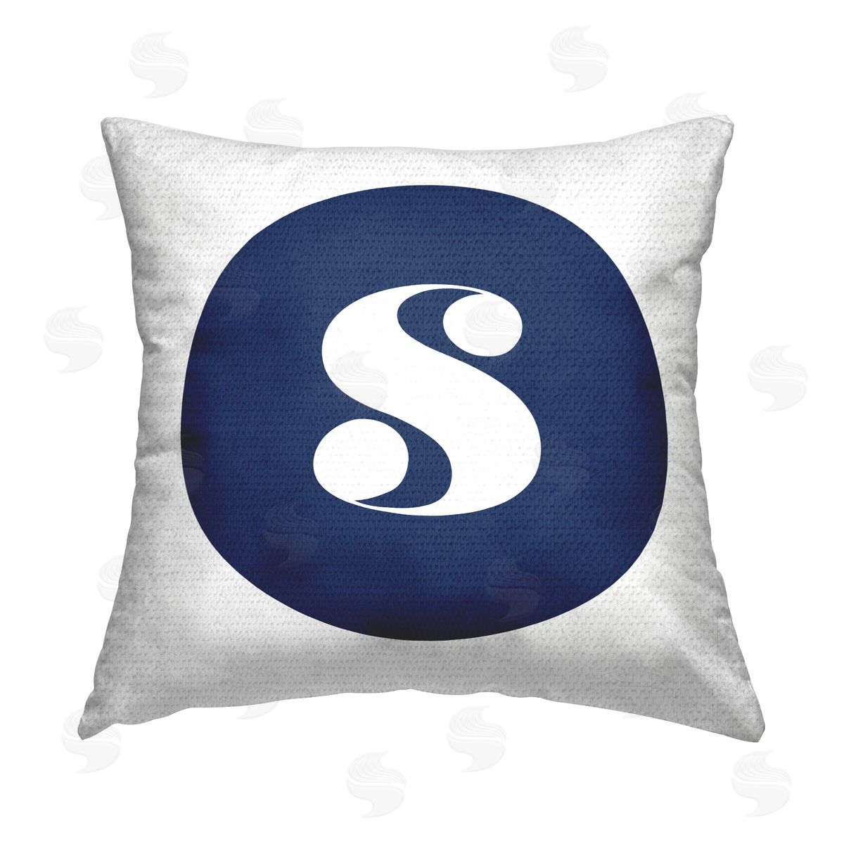 Stupell Studio Blue Lowercase S Initial Outdoor Quick-Dry Polyester Printed Throw Pillow