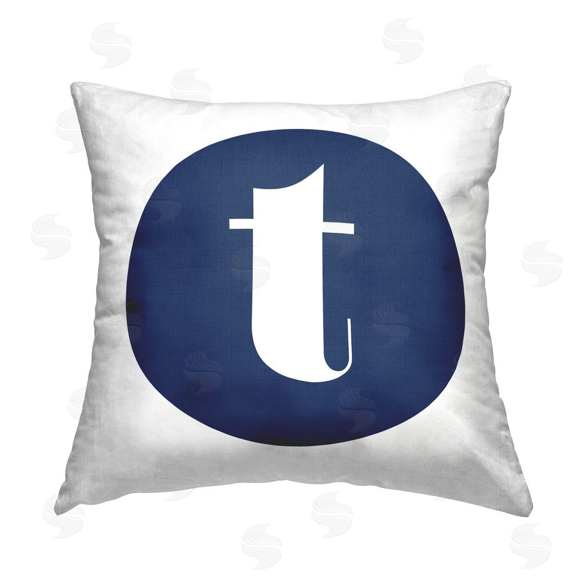 Stupell Studio Blue T Name Initial Printed Plush Polyester Throw Pillow