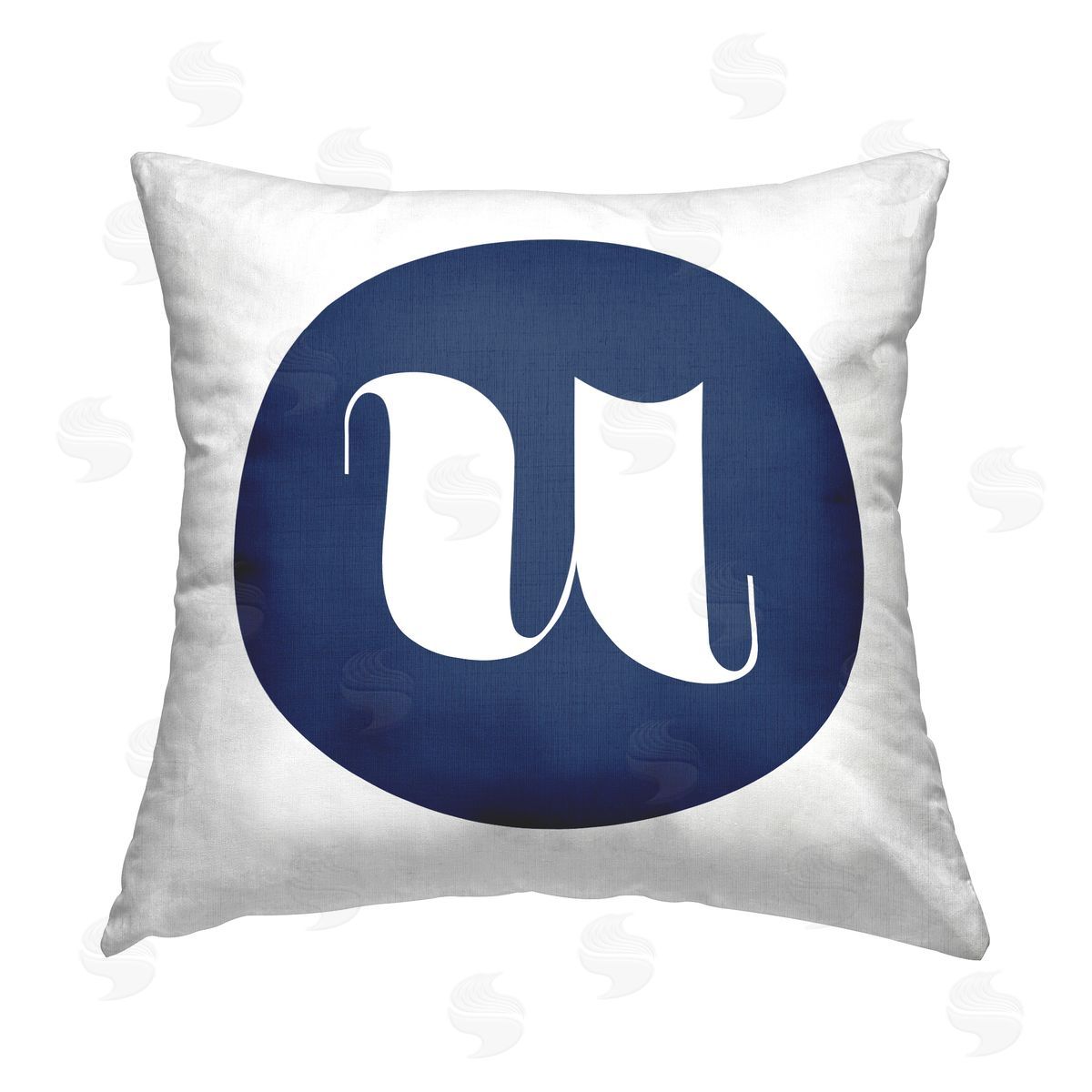 Stupell Studio Blue Lowercase U Initial Printed Plush Polyester Throw Pillow
