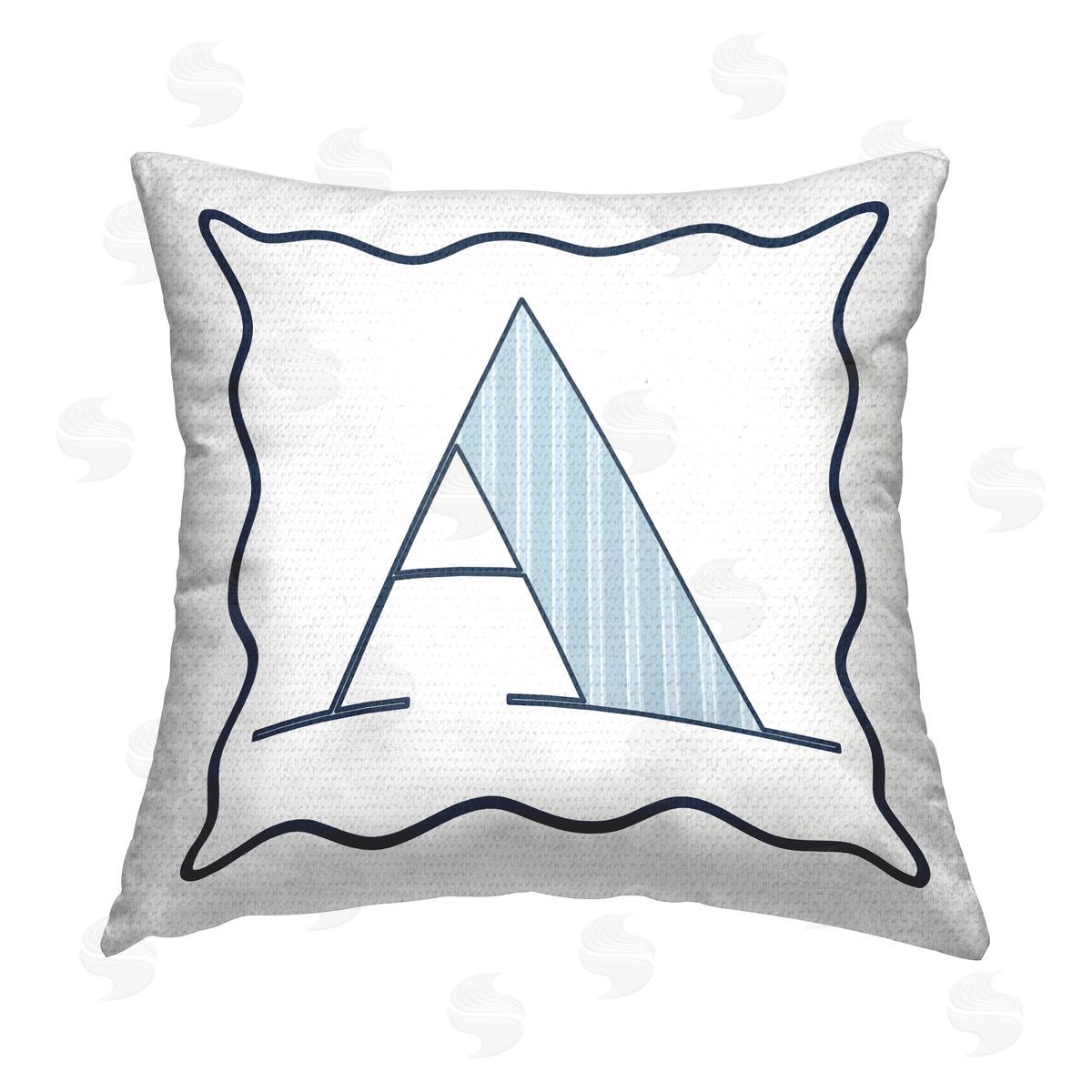 Stupell Studio Blue Patterned A Initial Outdoor Quick-Dry Polyester Printed Throw Pillow