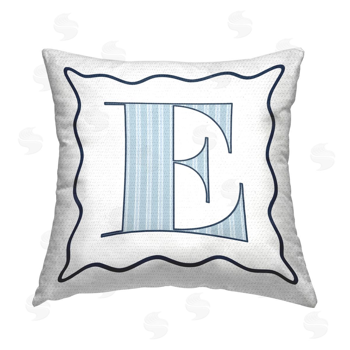 Stupell Studio Blue Striped E Initial Outdoor Quick-Dry Polyester Printed Throw Pillow
