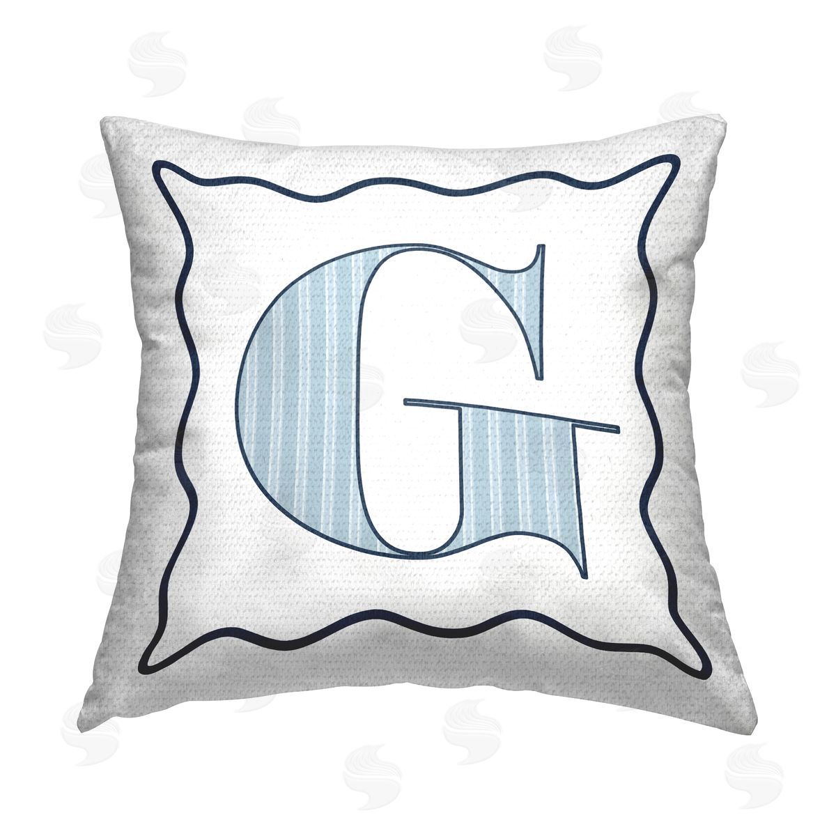 Stupell Studio Blue Striped G Initial Outdoor Quick-Dry Polyester Printed Throw Pillow