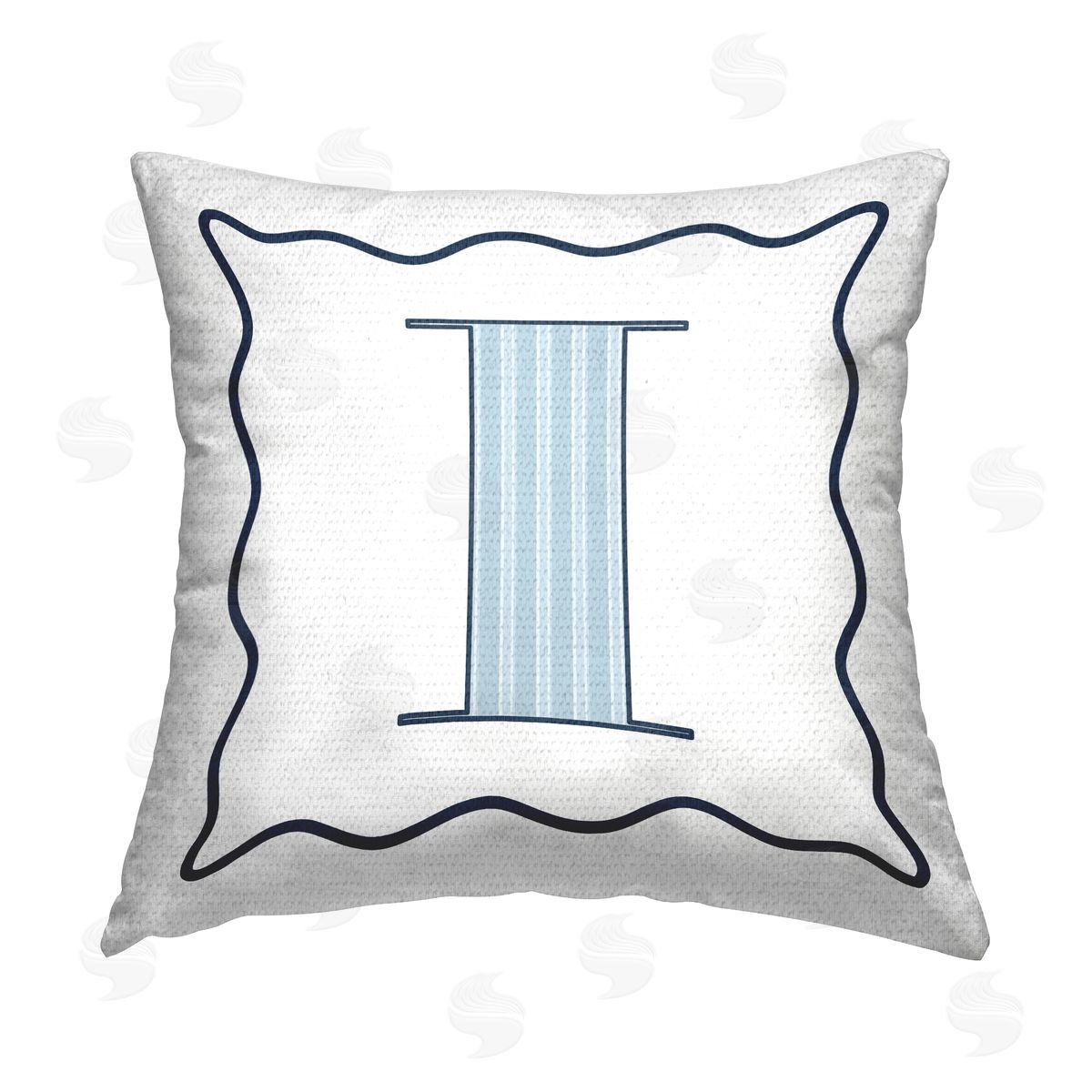 Stupell Studio Blue Patterned I Letter Outdoor Quick-Dry Polyester Printed Throw Pillow