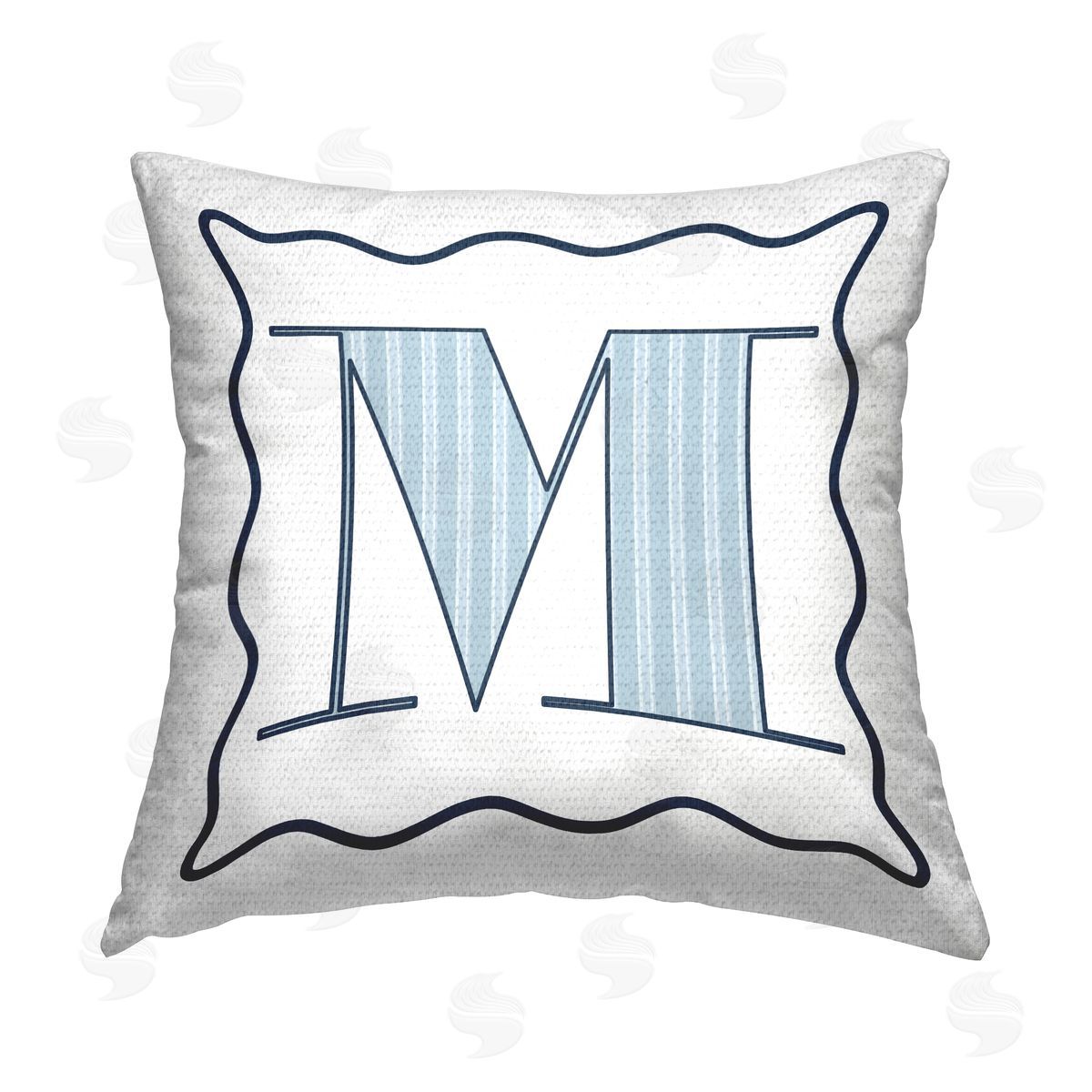Stupell Studio Blue M Striped Letter Outdoor Quick-Dry Polyester Printed Throw Pillow