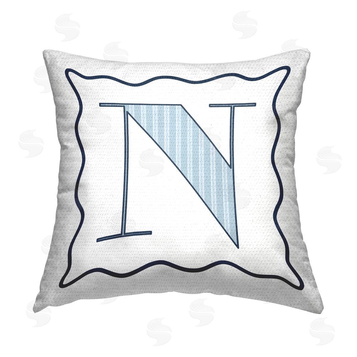 Stupell Studio Blue N Patterned Initial Outdoor Quick-Dry Polyester Printed Throw Pillow