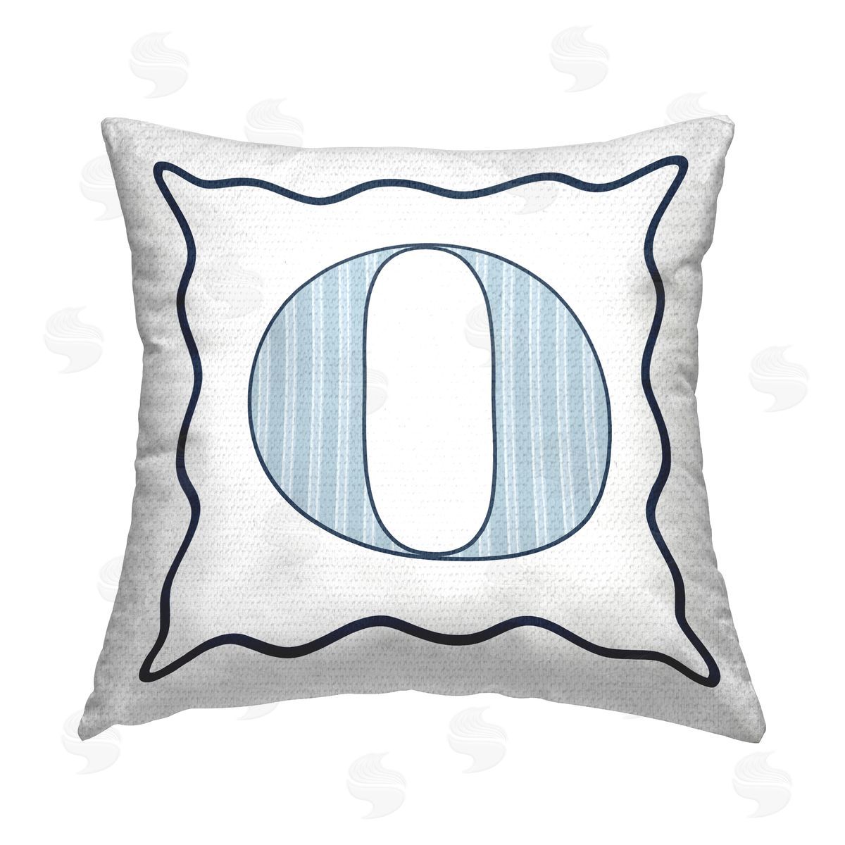 Stupell Studio Blue Patterned O Initial Outdoor Quick-Dry Polyester Printed Throw Pillow