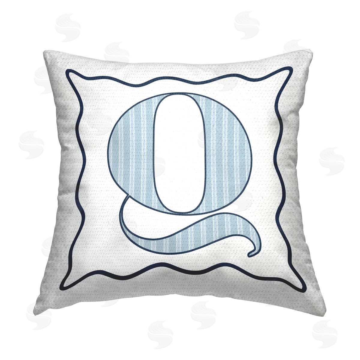 Stupell Studio Blue Patterned Q Initial Outdoor Quick-Dry Polyester Printed Throw Pillow