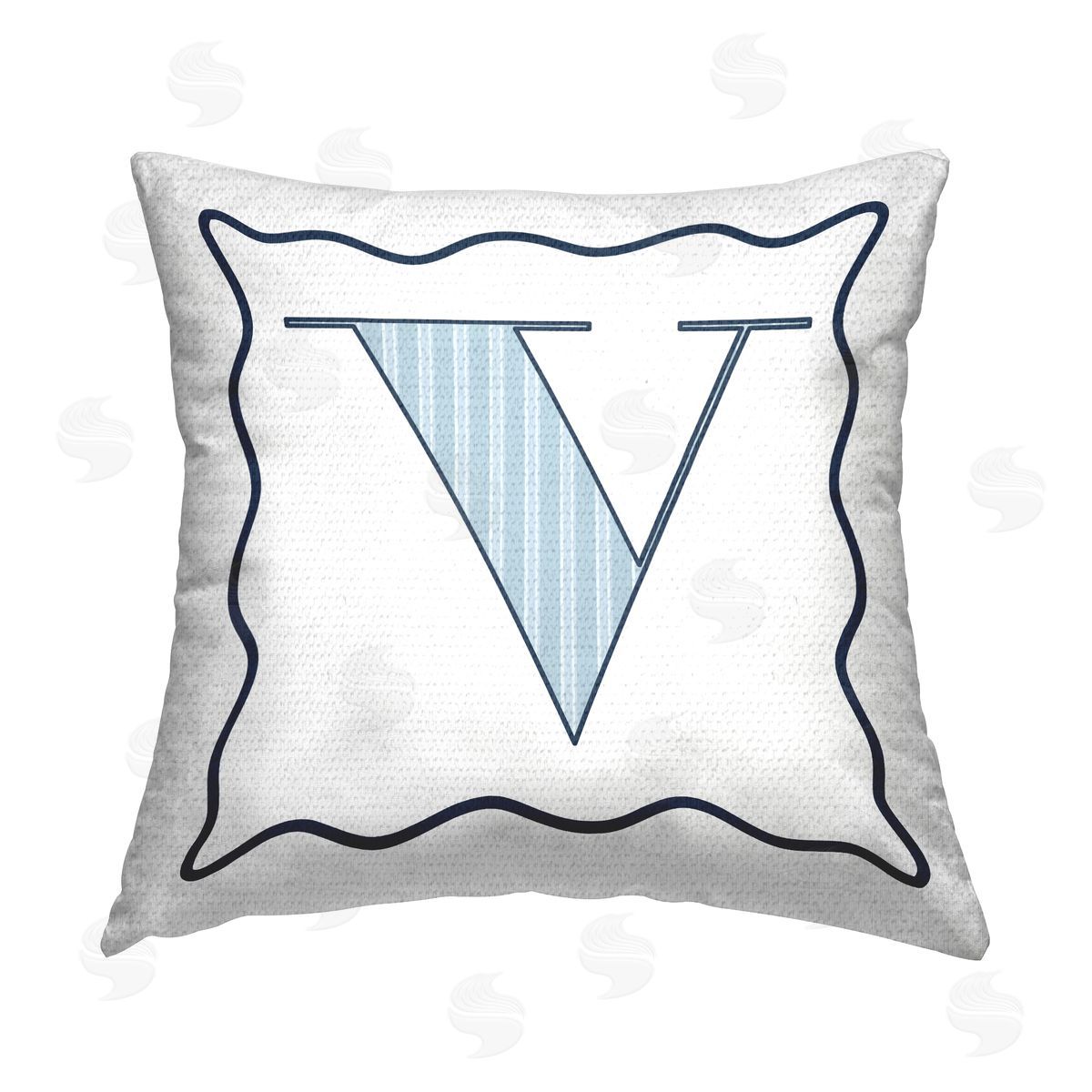Stupell Studio Blue V Patterned Letter Outdoor Quick-Dry Polyester Printed Throw Pillow