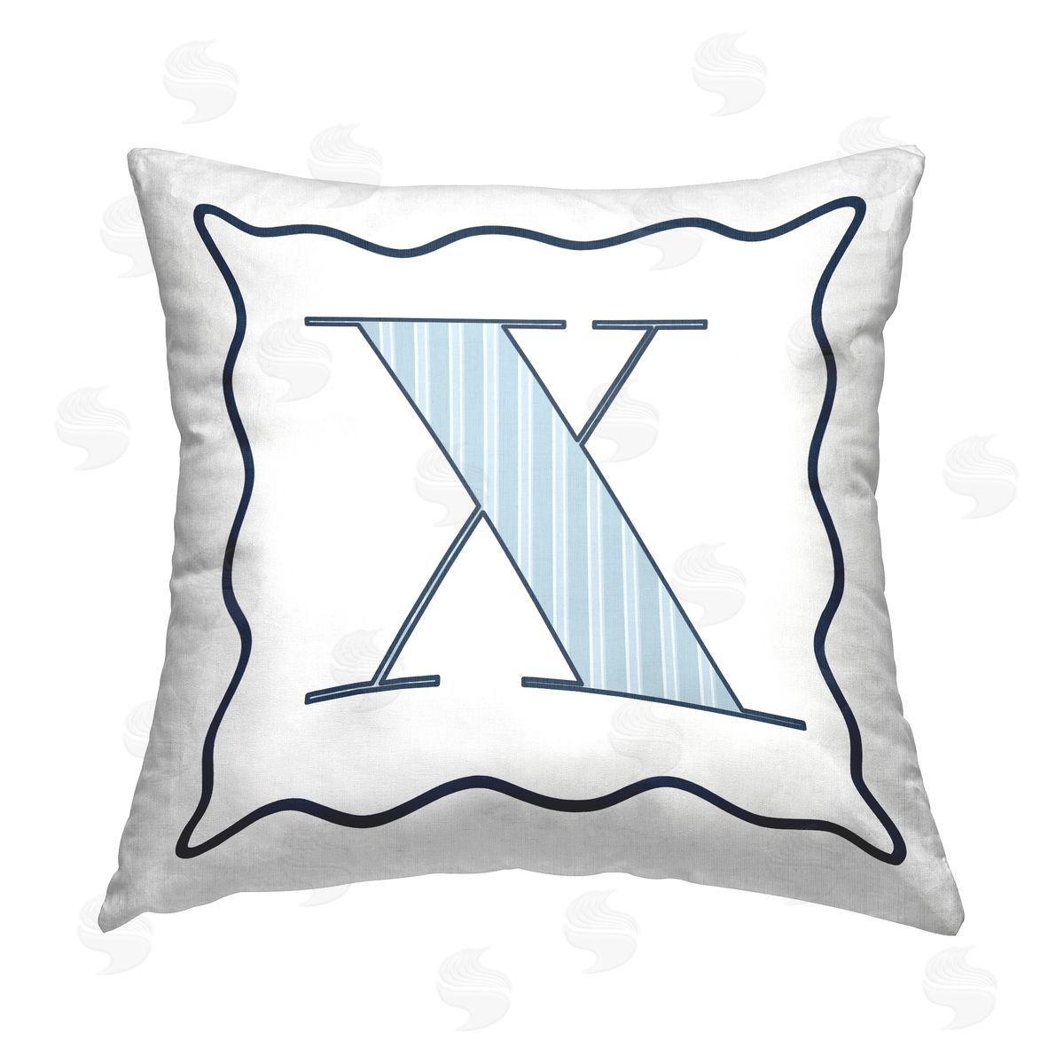 Stupell Studio Blue Patterned Letter X Printed Plush Polyester Throw Pillow