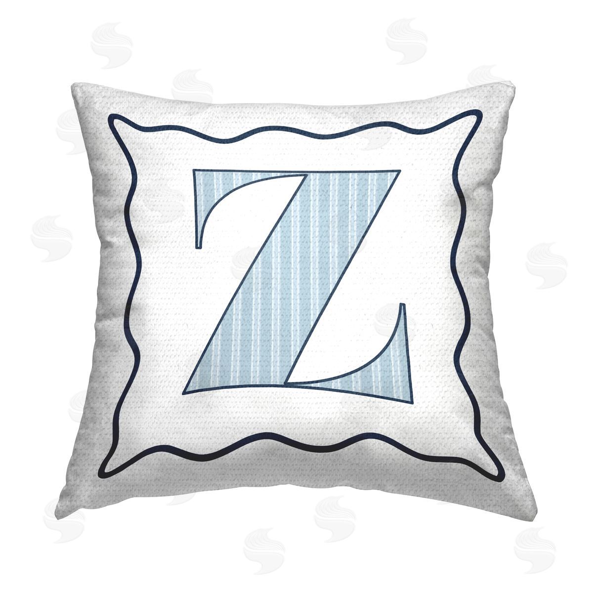 Stupell Studio Blue Striped Letter Z Outdoor Quick-Dry Polyester Printed Throw Pillow