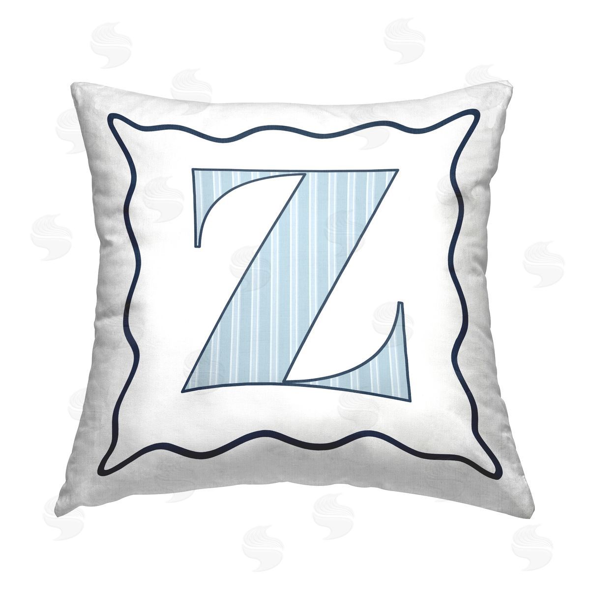 Stupell Studio Blue Striped Letter Z Printed Plush Polyester Throw Pillow