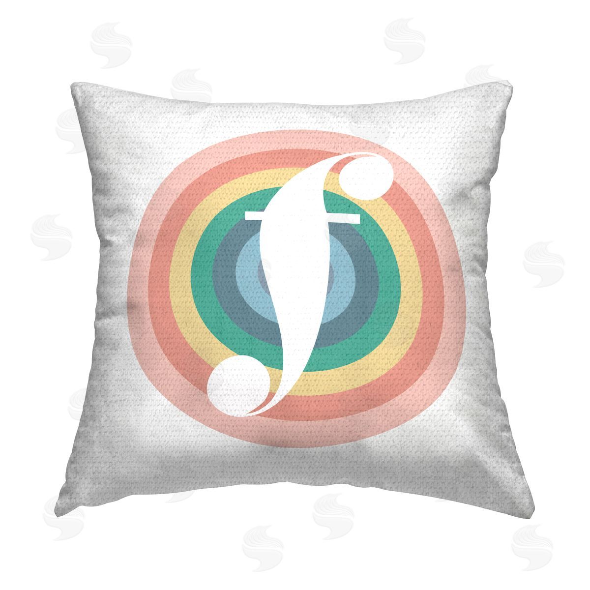 Stupell Studio Rainbow F Name Letter Outdoor Quick-Dry Polyester Printed Throw Pillow