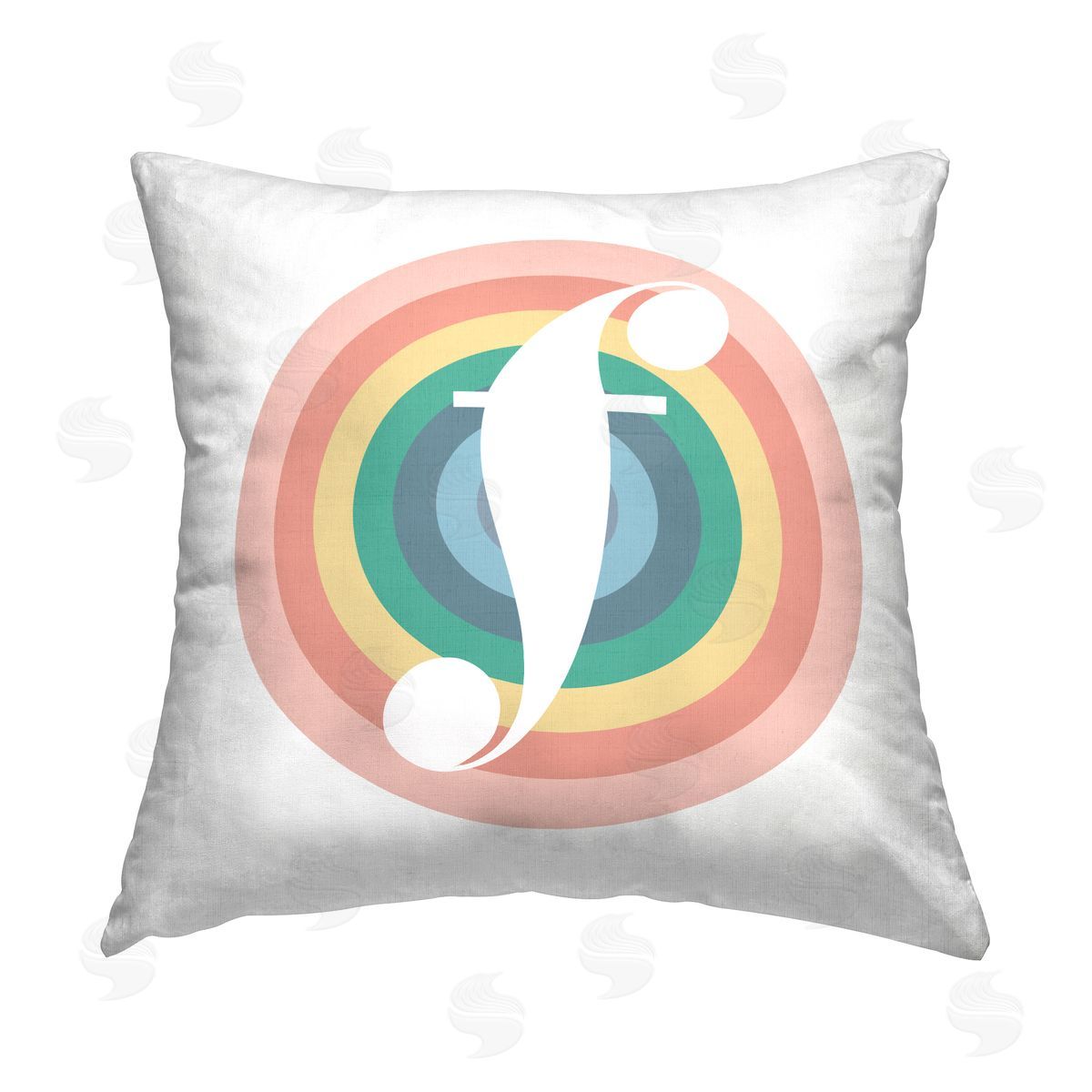 Stupell Studio Rainbow F Name Letter Printed Plush Polyester Throw Pillow