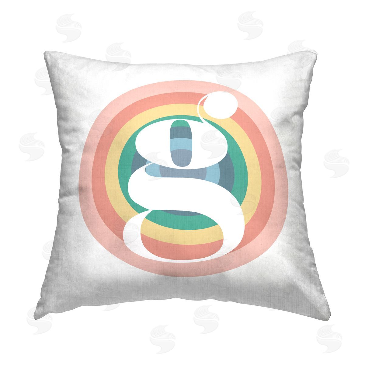 Stupell Studio Rainbow Letter G Printed Plush Polyester Throw Pillow