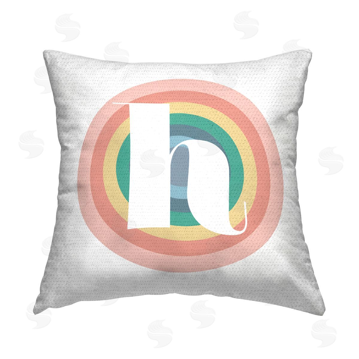Stupell Studio Rainbow Letter H Initial Outdoor Quick-Dry Polyester Printed Throw Pillow