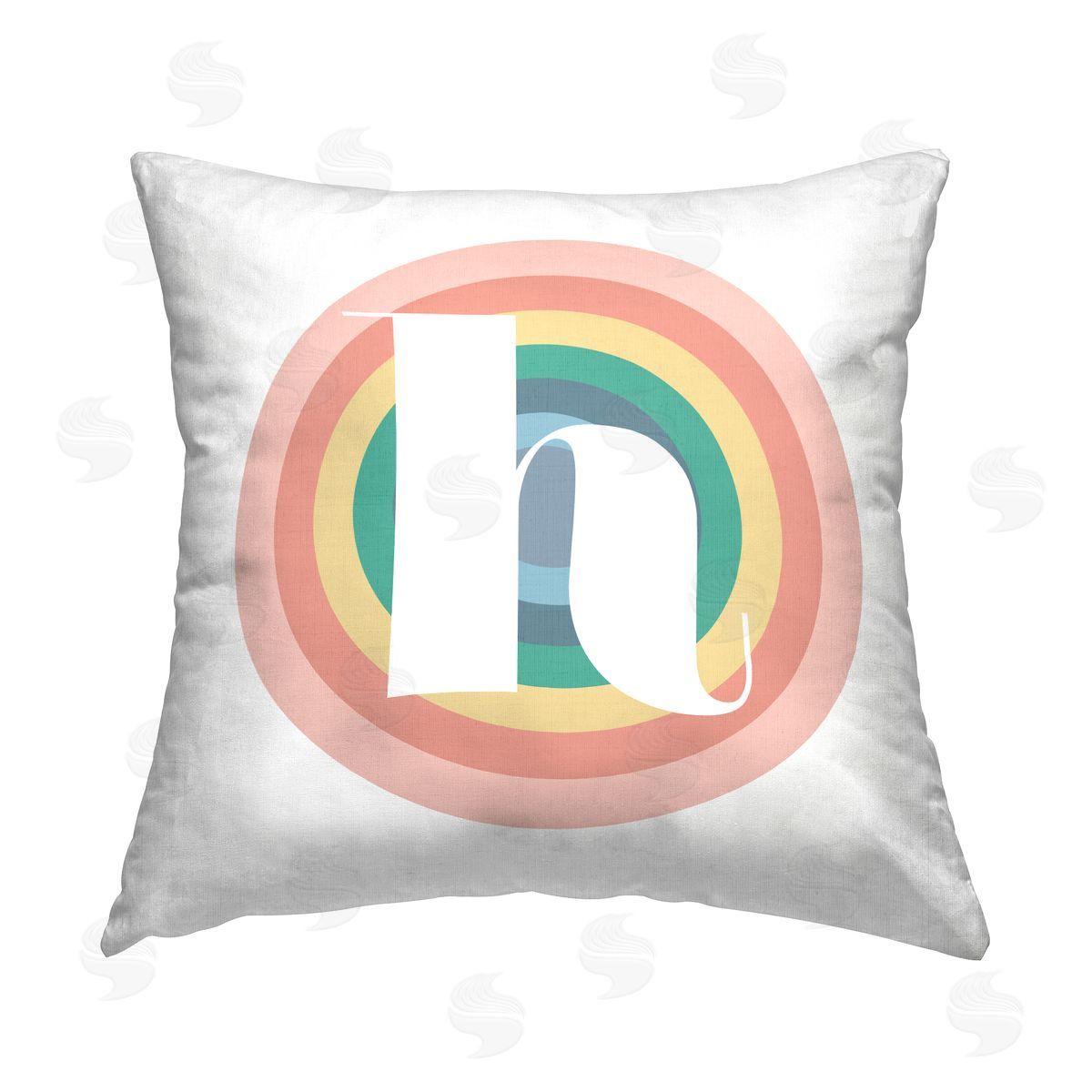Stupell Studio Rainbow Letter H Initial Printed Plush Polyester Throw Pillow