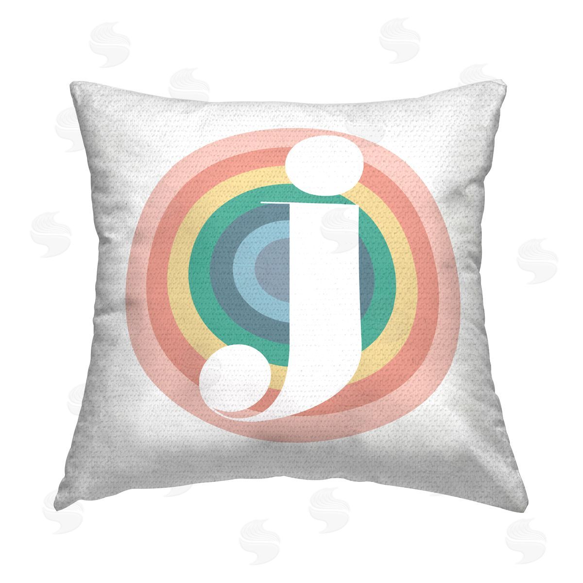 Stupell Studio Rainbow J Letter Initial Outdoor Quick-Dry Polyester Printed Throw Pillow