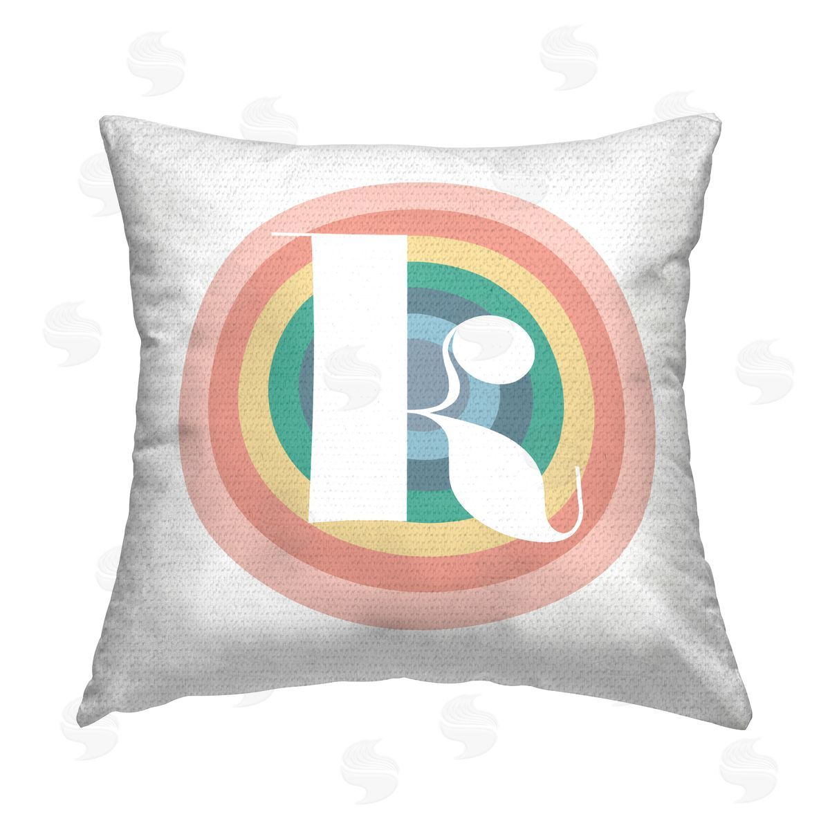 Stupell Studio Rainbow Letter K Initial Outdoor Quick-Dry Polyester Printed Throw Pillow