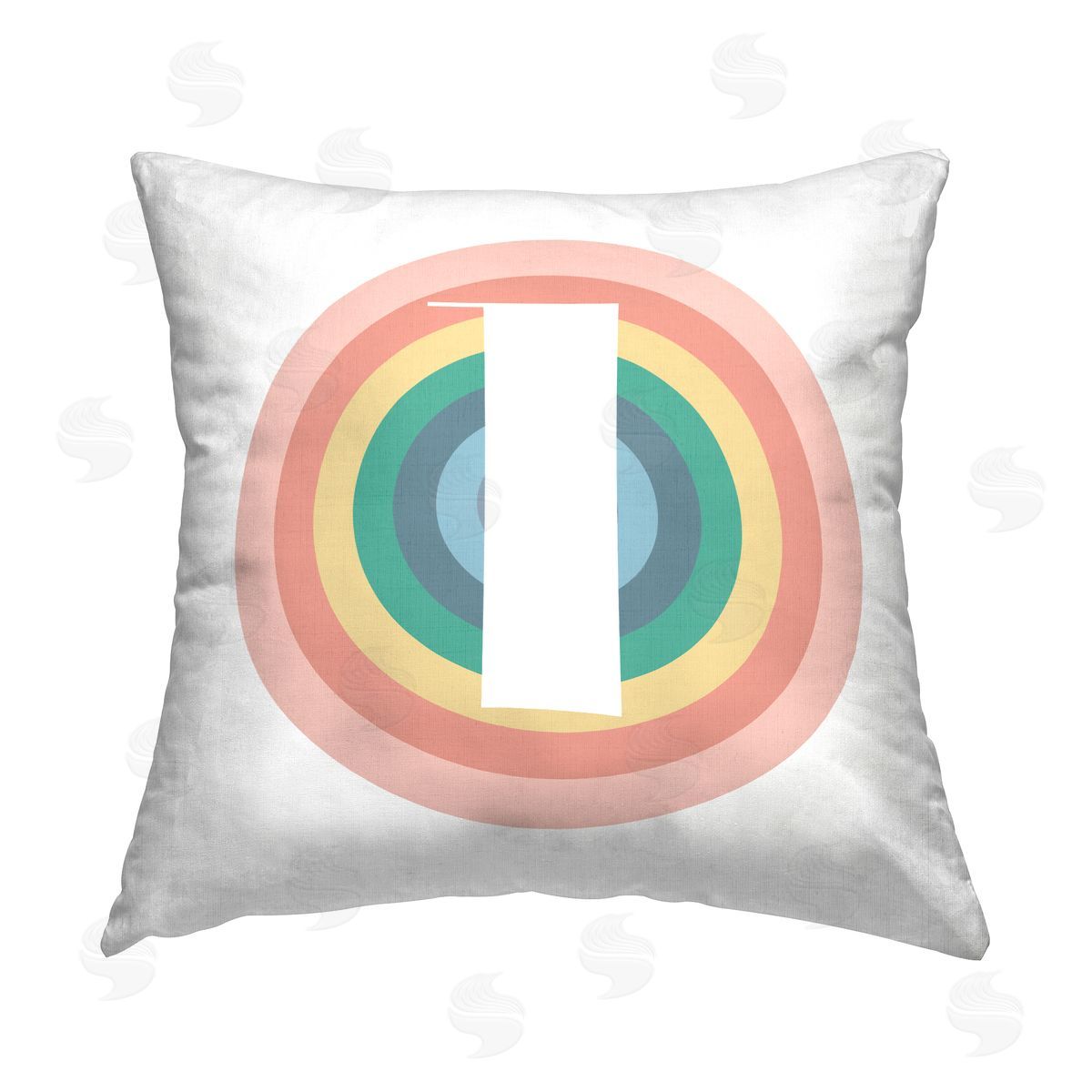 Stupell Studio Rainbow L Lowercase Initial Printed Plush Polyester Throw Pillow