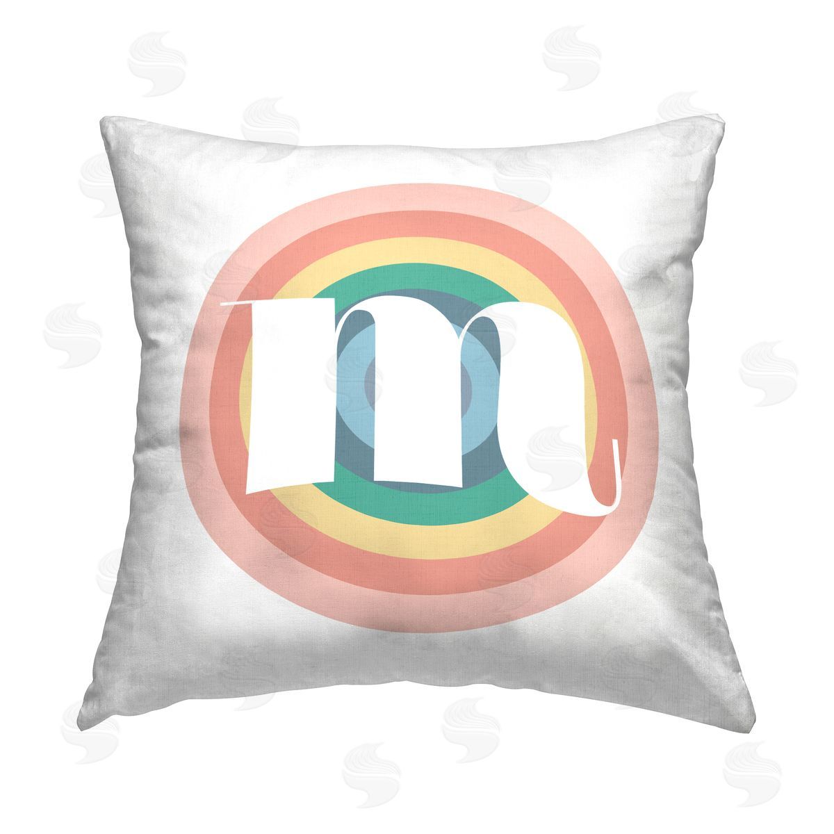Stupell Studio Rainbow M Name Initial Printed Plush Polyester Throw Pillow