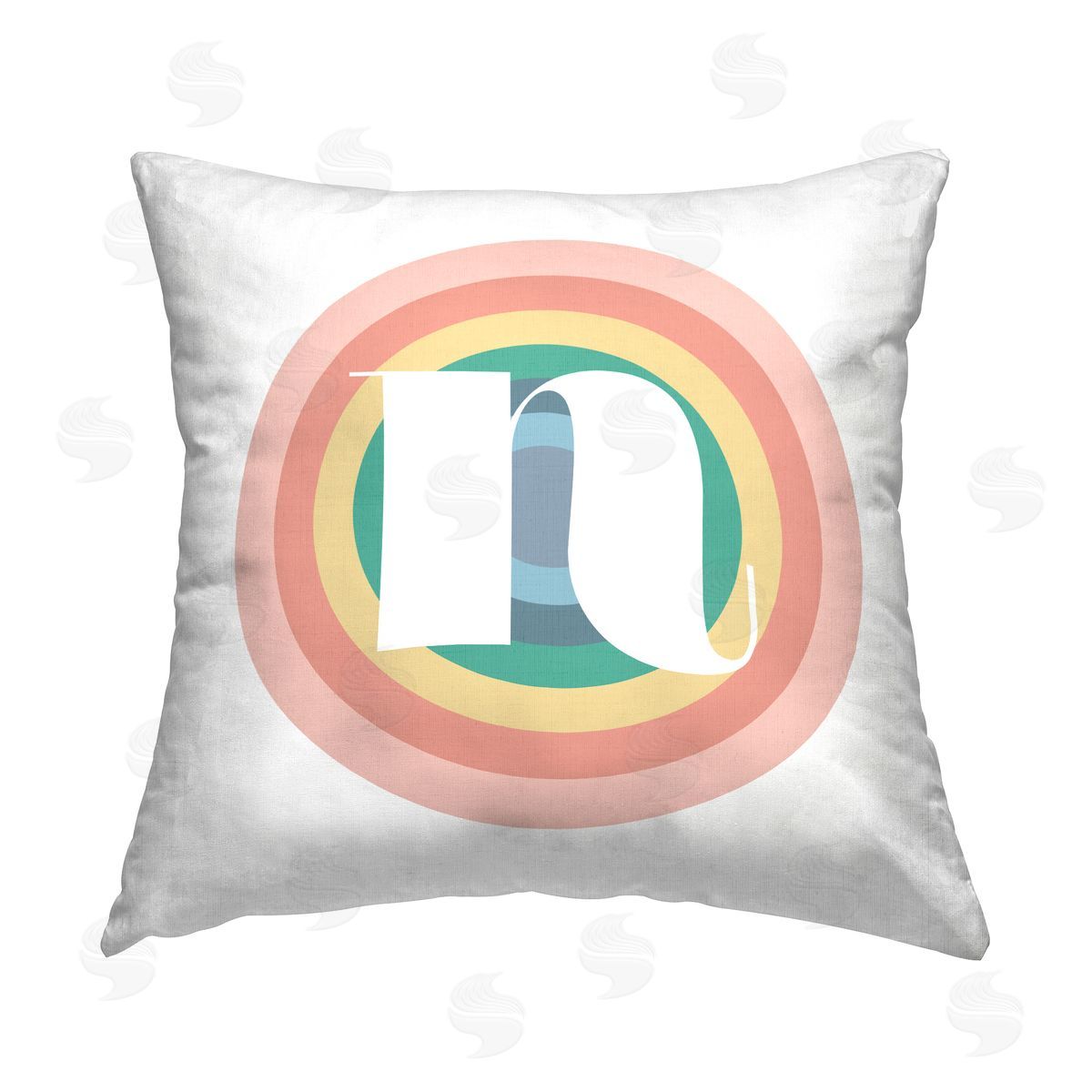 Stupell Studio Rainbow Letter N Printed Plush Polyester Throw Pillow