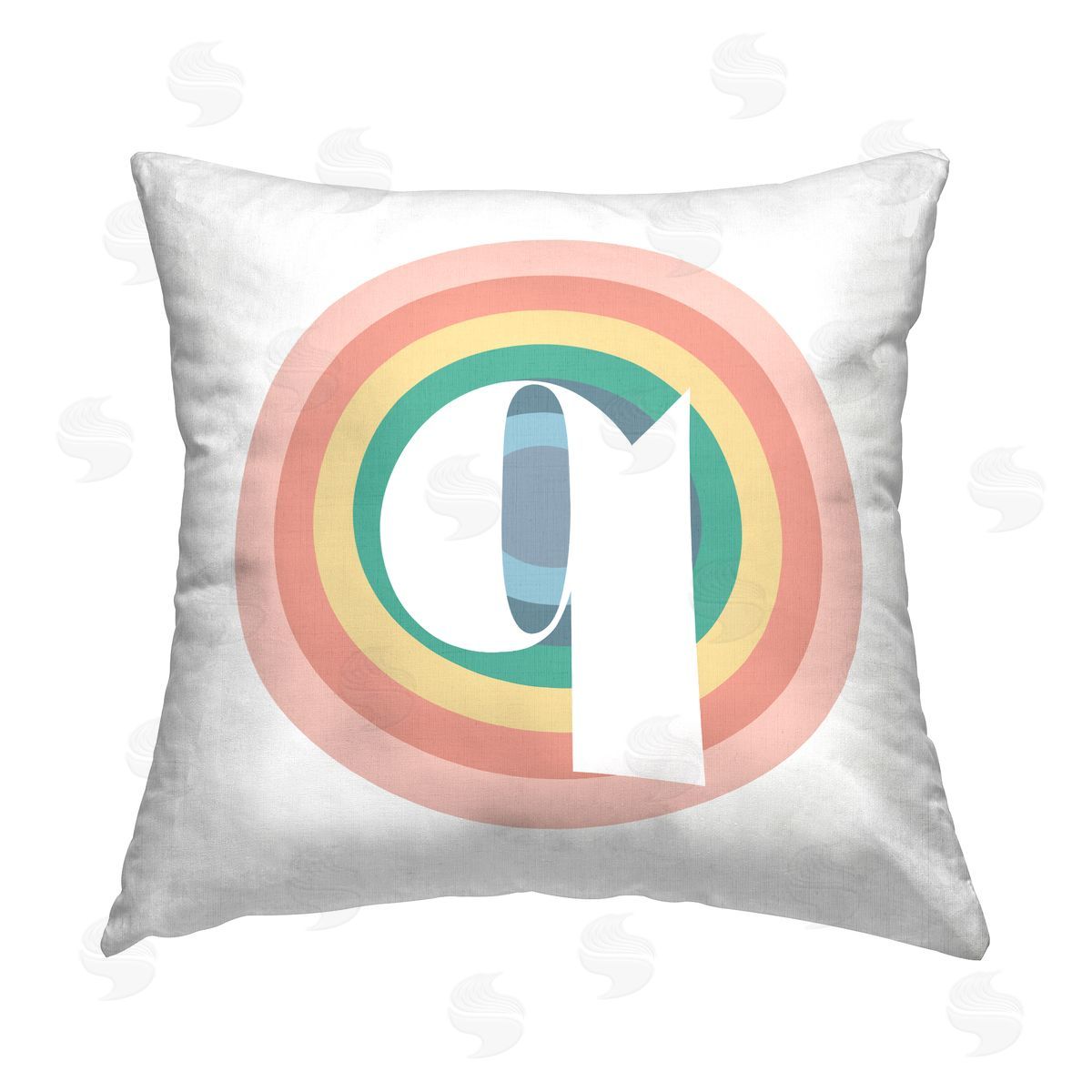 Stupell Studio Rainbow Q Initial Printed Plush Polyester Throw Pillow