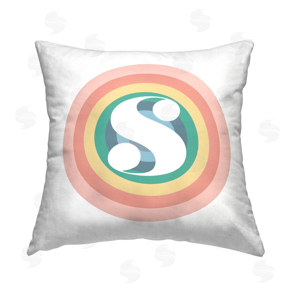 Stupell Studio Rainbow S Name Initial Printed Plush Polyester Throw Pillow