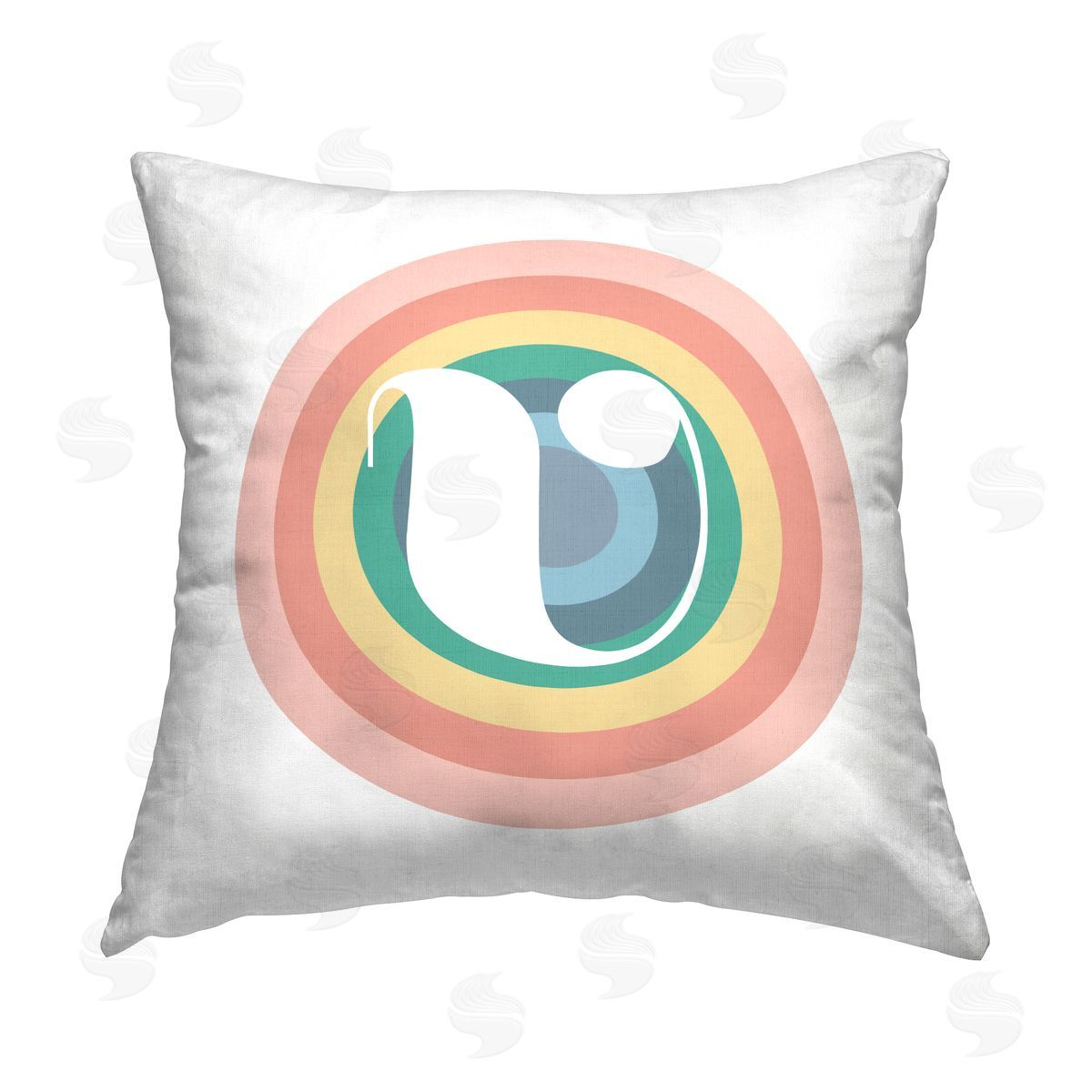 Stupell Studio Rainbow V Name Letter Printed Plush Polyester Throw Pillow