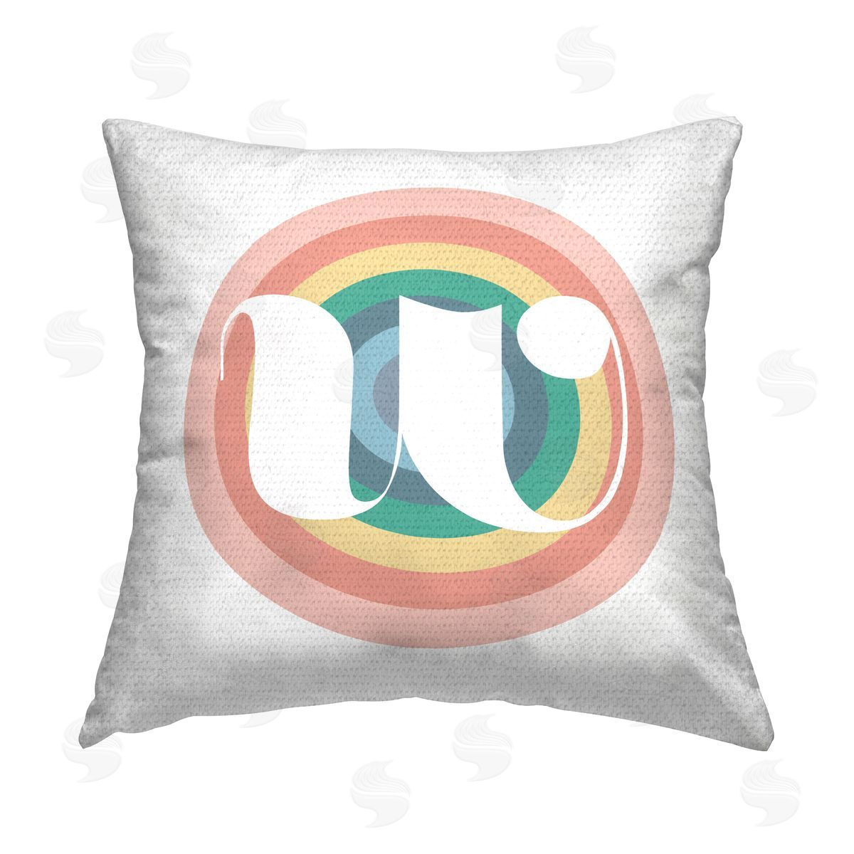 Stupell Studio Rainbow W Retro Letter Outdoor Quick-Dry Polyester Printed Throw Pillow
