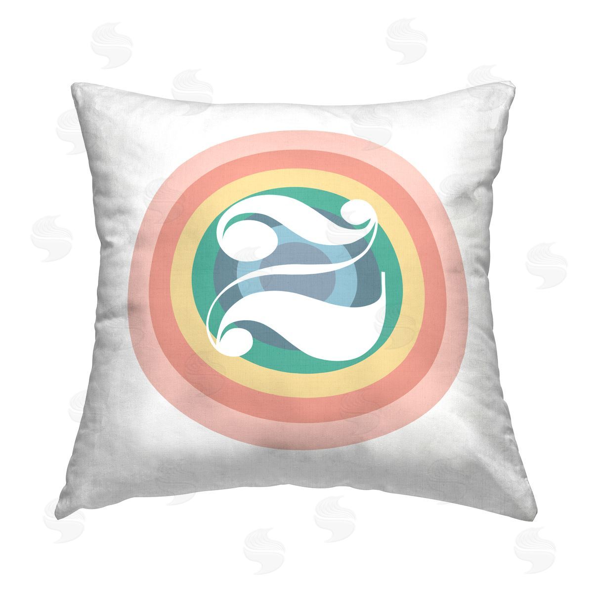 Stupell Studio Retro Rainbow Z Initial Printed Plush Polyester Throw Pillow