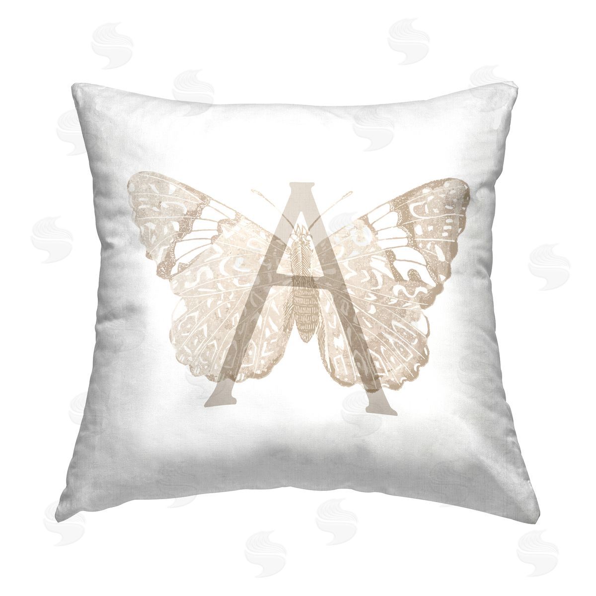 Stupell Studio Butterfly A Initial Printed Plush Polyester Throw Pillow