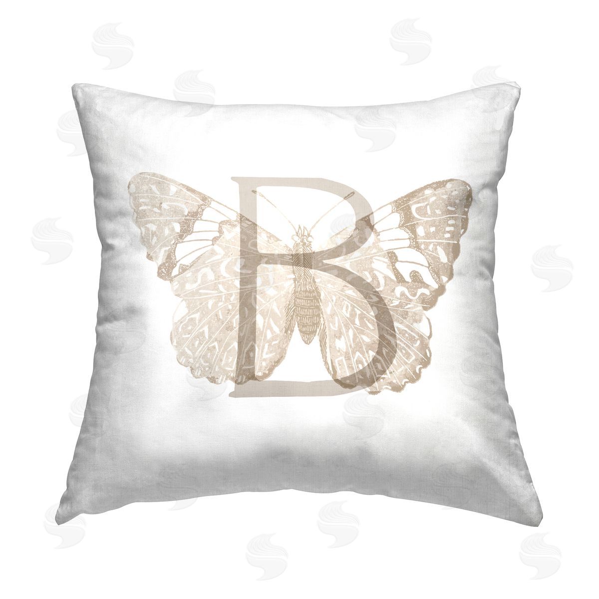 Stupell Studio Butterfly B Name Initial Printed Plush Polyester Throw Pillow