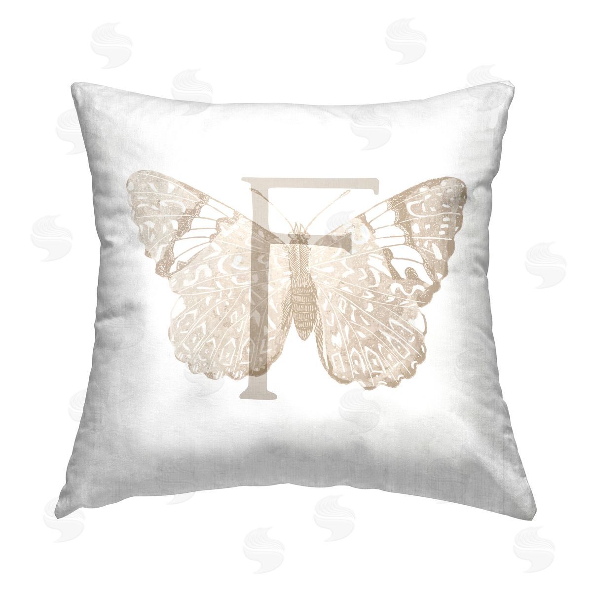 Stupell Studio Butterfly Name Initial F Printed Plush Polyester Throw Pillow